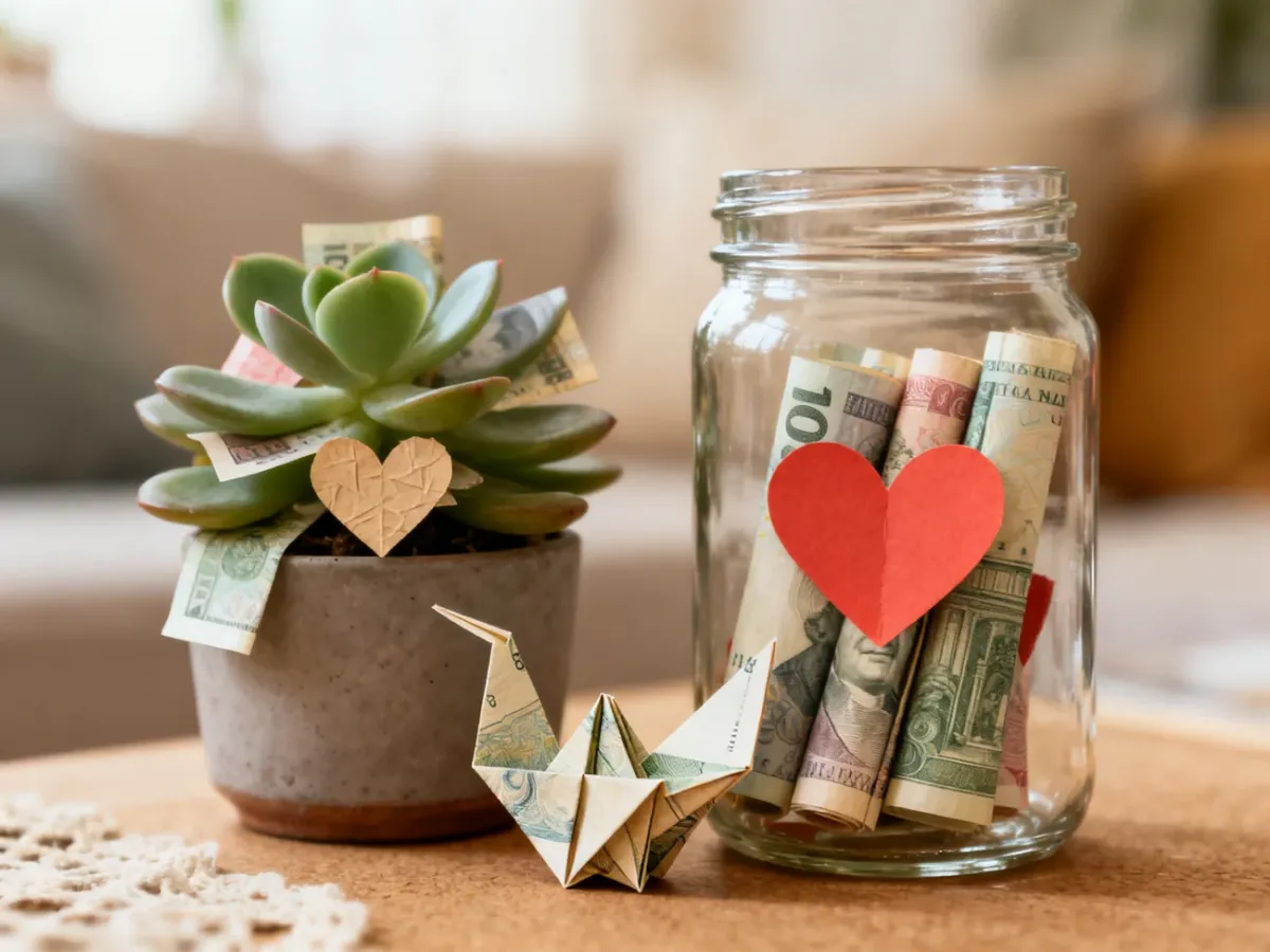 Projekty DIY z banknotami: słoik marzeń, origami i drzewko szczęścia