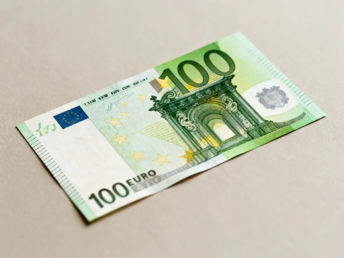 Zielony banknot 100 euro z motywami architektury baroku i rokoka