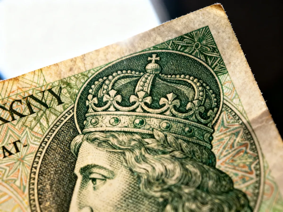 Idealnie spasowana korona w owalu widoczna na banknocie pod światło