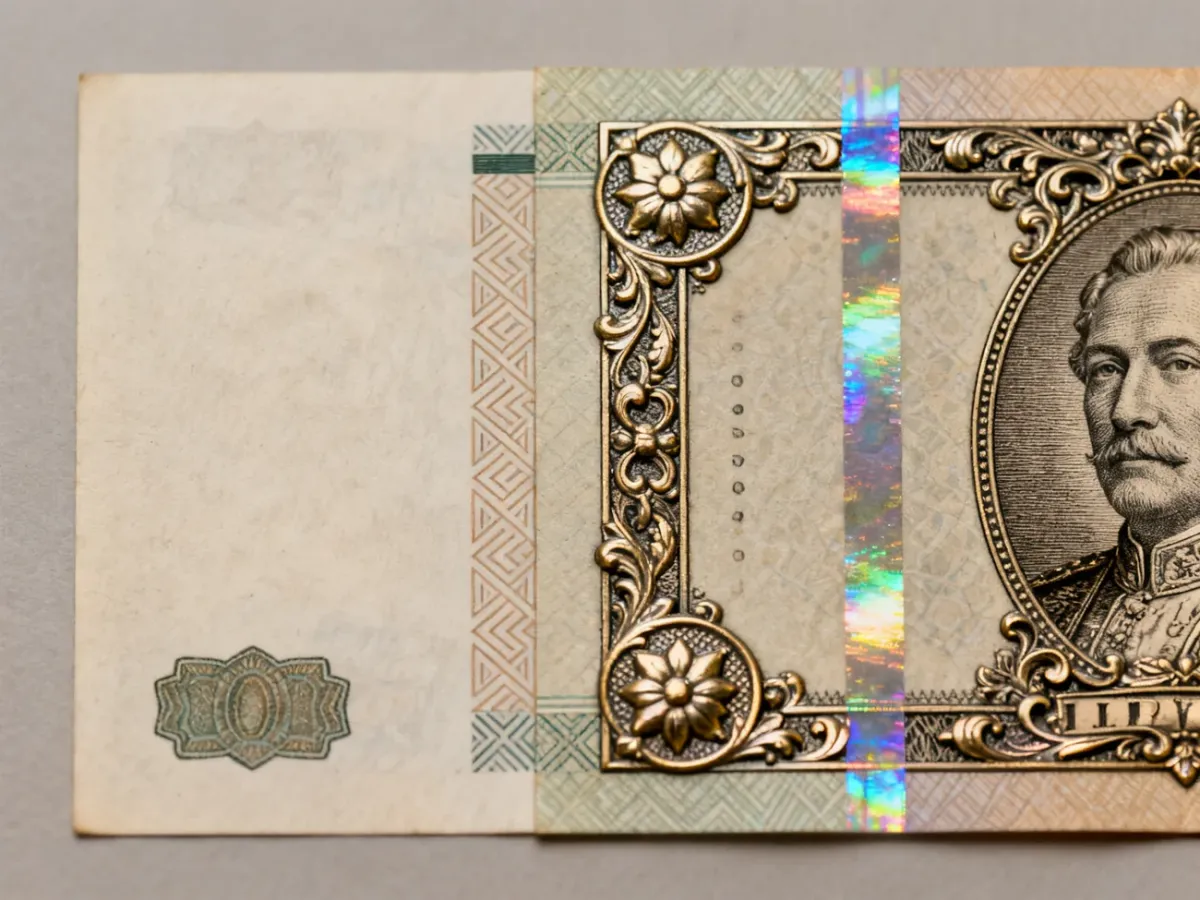 Porównanie ozdobnego banknotu kolekcjonerskiego ze zwykłym banknotem obiegowym