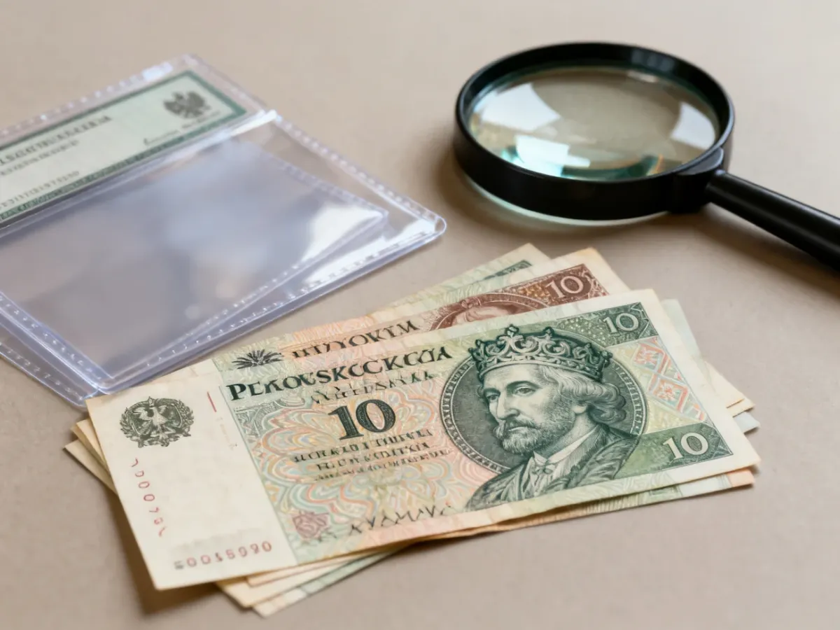 Kolekcjonerskie banknoty polskie przygotowane do oględzin i wyceny