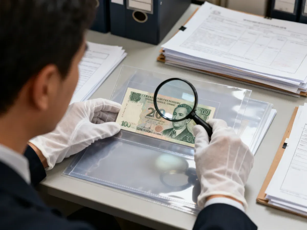 Weryfikacja autentyczności banknotu kolekcjonerskiego przy użyciu lupy