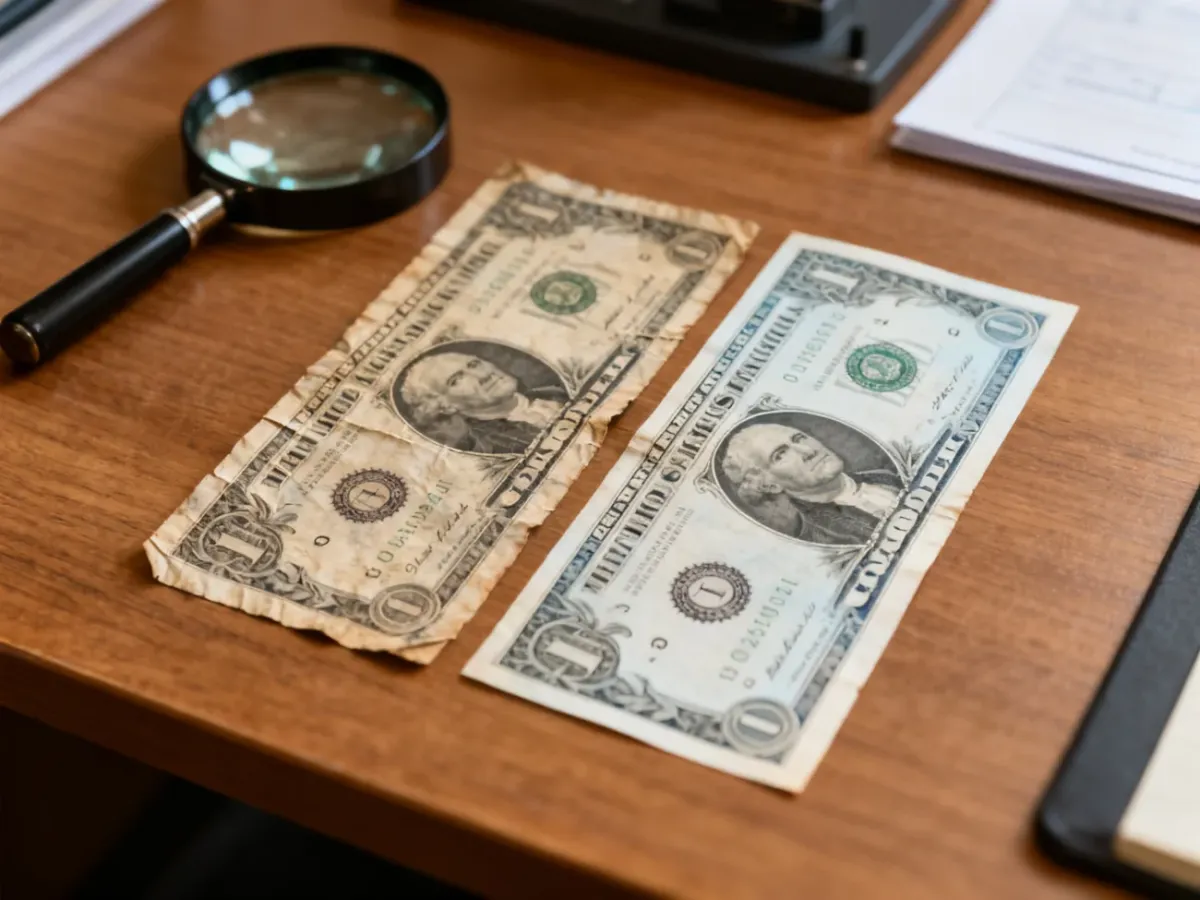 Porównanie zużytego i zachowanego banknotu kolekcjonerskiego
