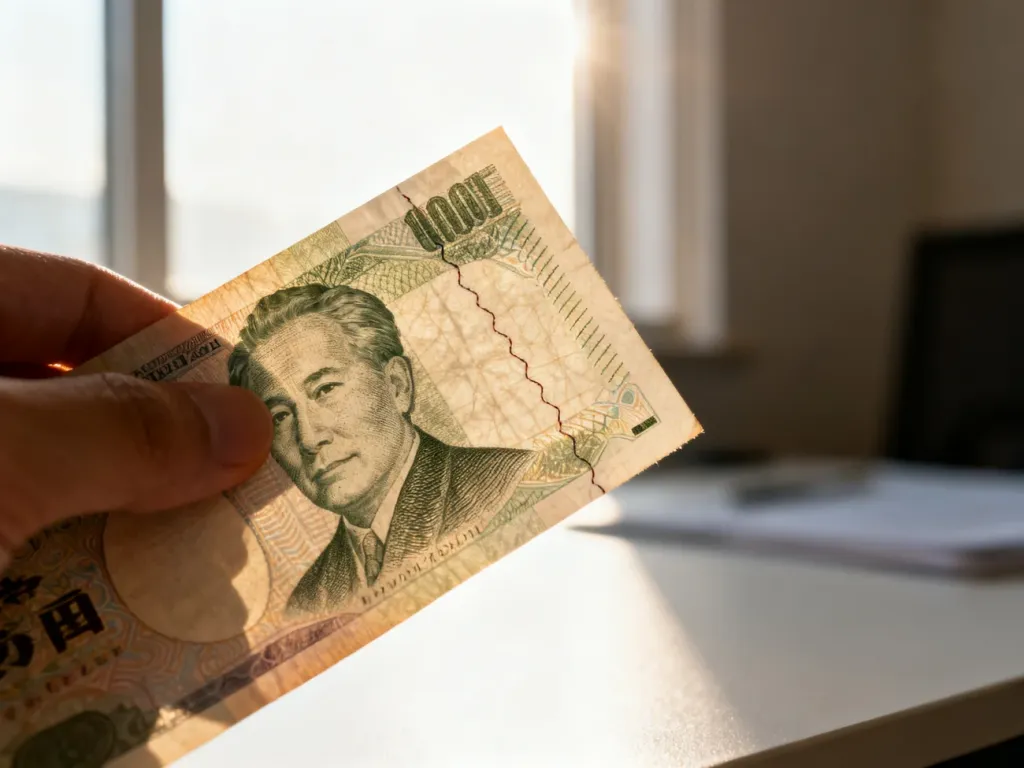 Banknot podświetlony światłem dziennym, ukazujący wyraźny znak wodny oraz pasek zabezpieczający w strukturze papieru.